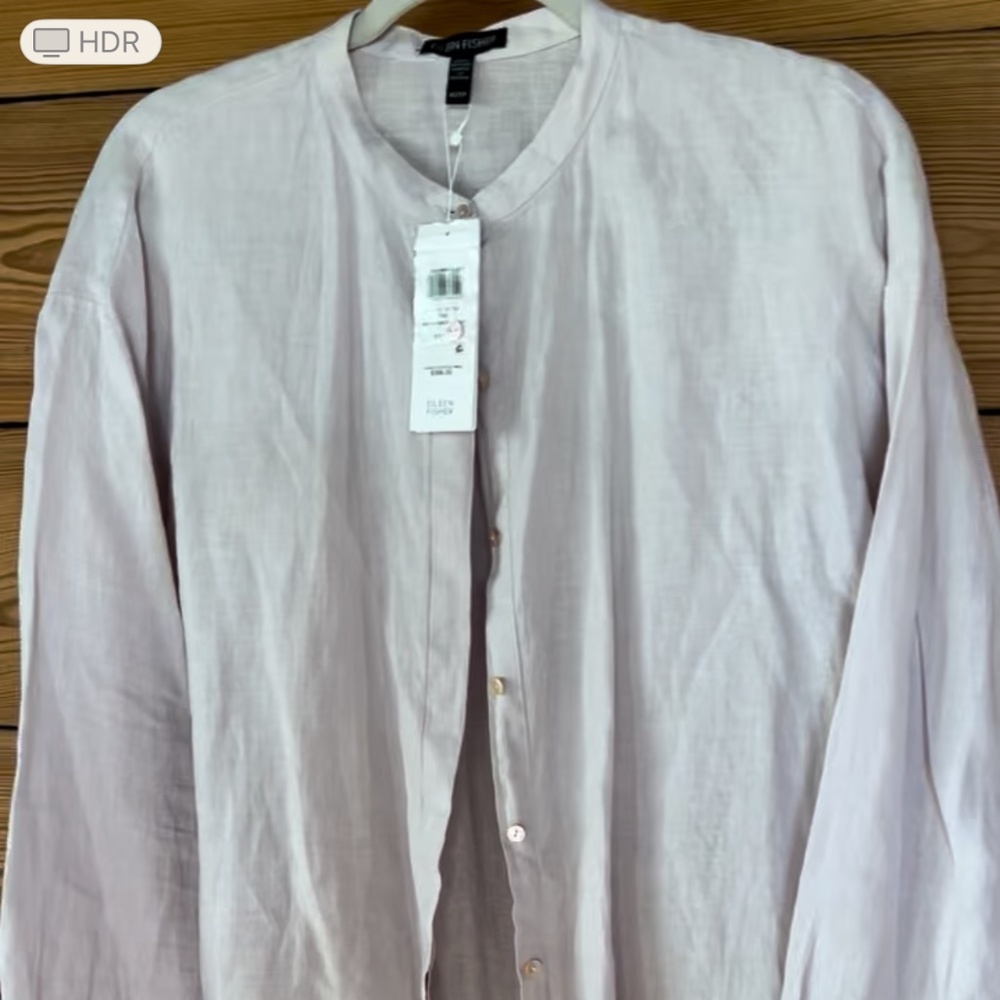 NWT Eileen Fisher Oversized Linen Blouse -- Blush Pink, Mandarin Collar